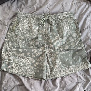Paisley Print Women Shorts - Green
